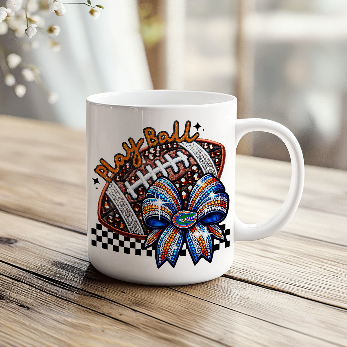 Play Ball Gators (FL) Faux Rhinestone and Faux Embroidery DTF Heat Transfer