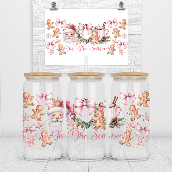 Tis' the Season Santa, Wreath, & Coffee UV DTF Transfer