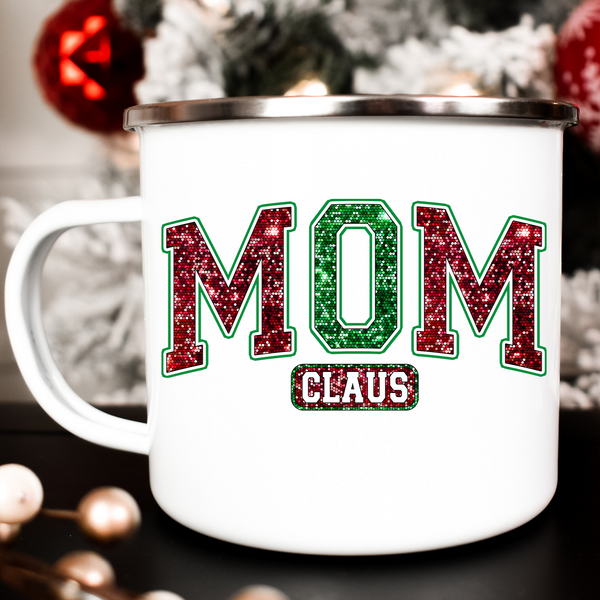 "Mom Claus" Faux Sparkle DTF Transfer