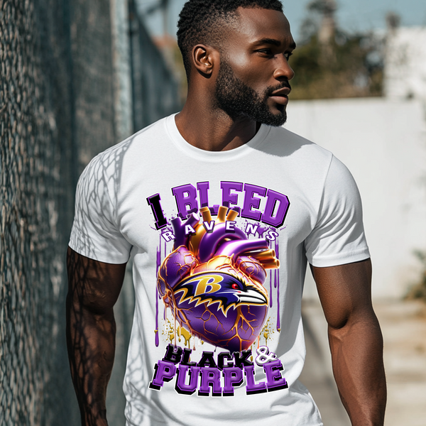 Baltimore Bleed Black and Purple DTF Heat Transfer