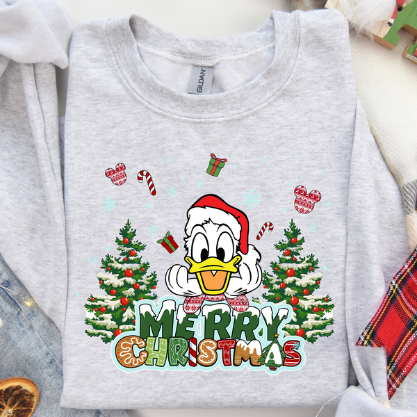 Boy Duck Merry Christmas Trees DTF Heat Transfer