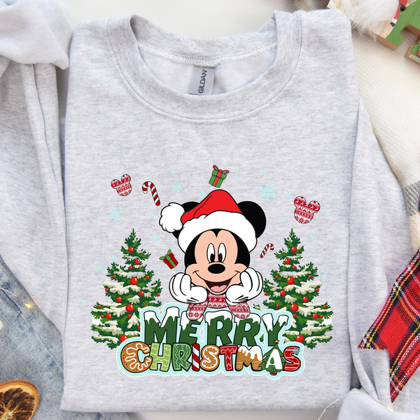 Boy Mouse Merry Christmas Trees DTF Heat Transfer