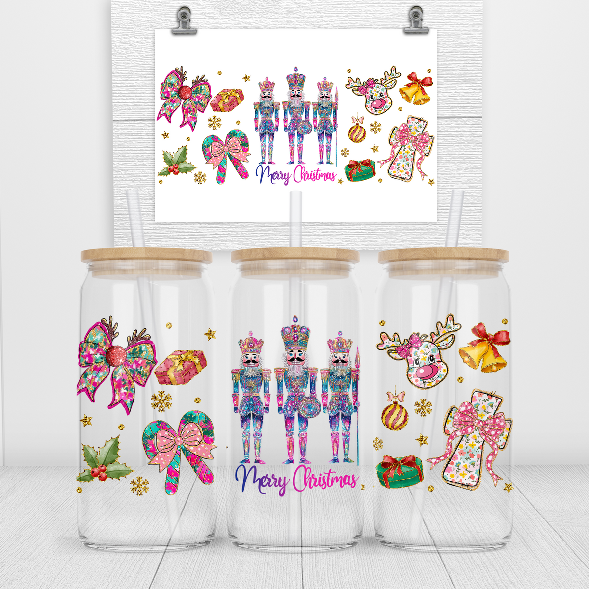 Bright Festive Nutcrackers UV DTF Transfer