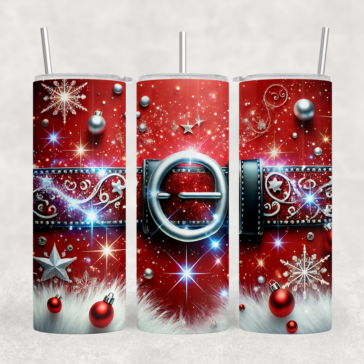 Christmas Belt 20oz Sublimation Tumbler Transfer