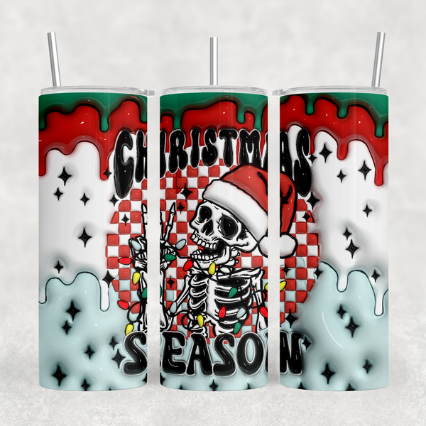 Christmas Season Skeleton Inflated Look 20oz Sublimation Tumbler Transfer