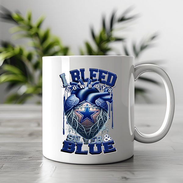 Dallas Bleed Silver and Blue DTF Heat Transfer