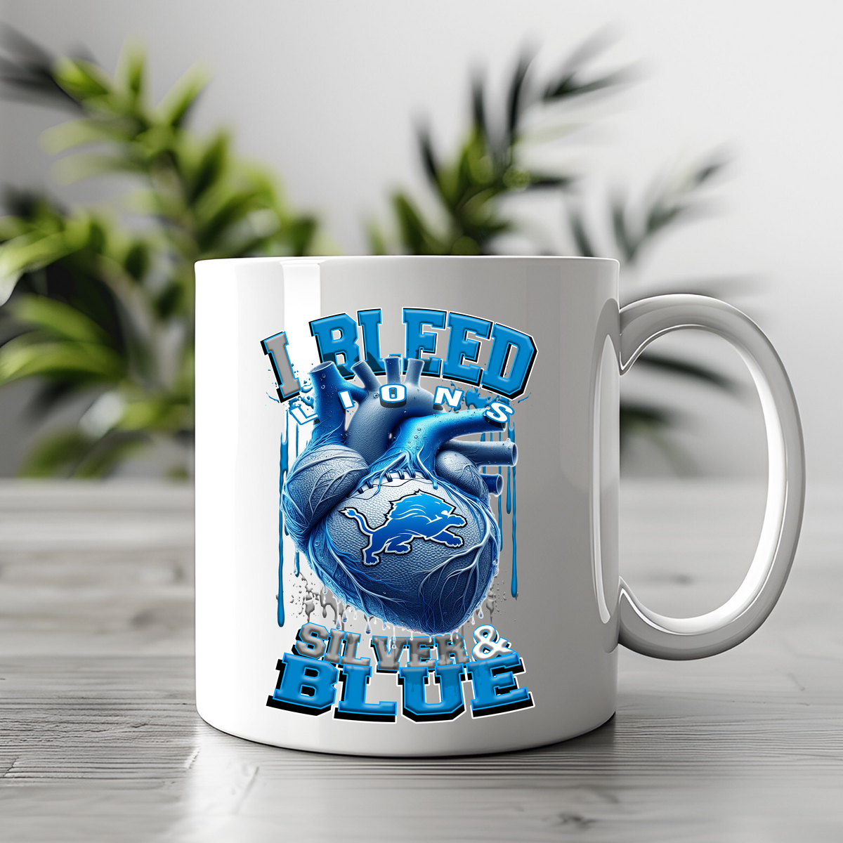 Detroit Bleed Silver and Blue UV DTF Transfer