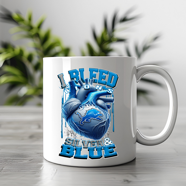 Detroit Bleed Silver and Blue DTF Heat Transfer