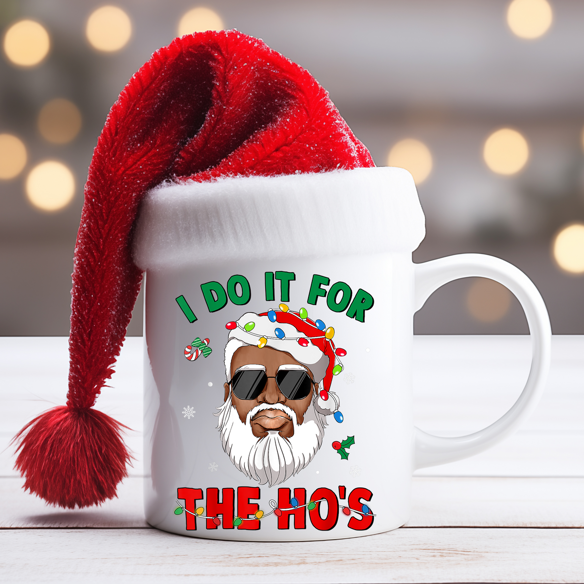 "I Do It for the Ho's" DTF Heat Transfer - Black Santa Design