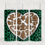 Gingerbread Heart Green Leopard Inflated Look 20oz Sublimation Tumbler Transfer