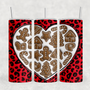 Gingerbread Heart Red Leopard Inflated Look 20oz Sublimation Tumbler Transfer