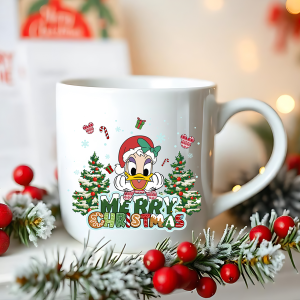 Girl Duck Merry Christmas Trees DTF Heat Transfer