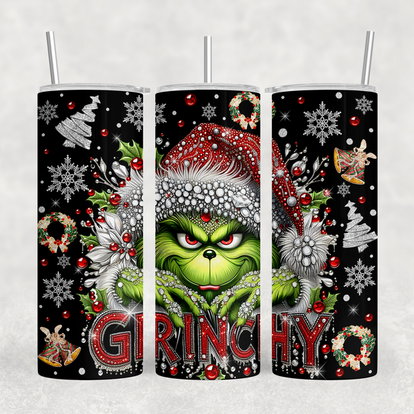 Grinchy All Blinged Out 20oz Sublimation Tumbler Transfer