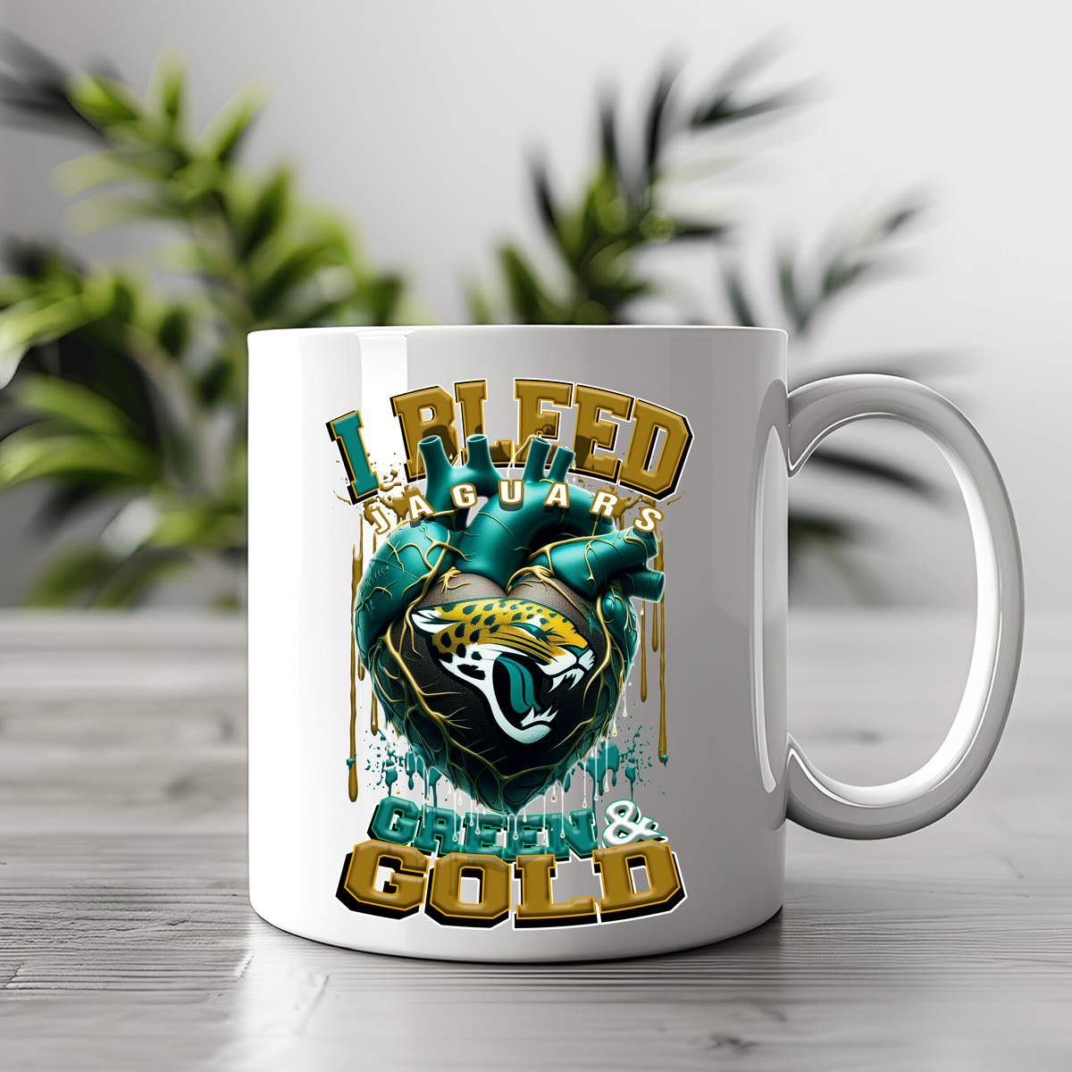 Jacksonville Bleed Green and Gold DTF Heat Transfer