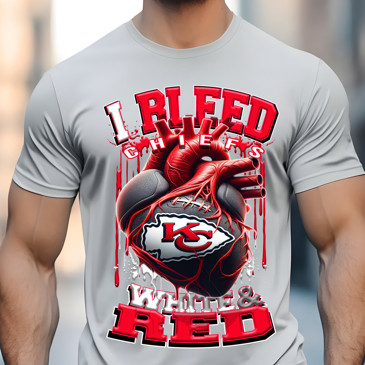 Kansas City Bleed White and Red DTF Heat Transfer