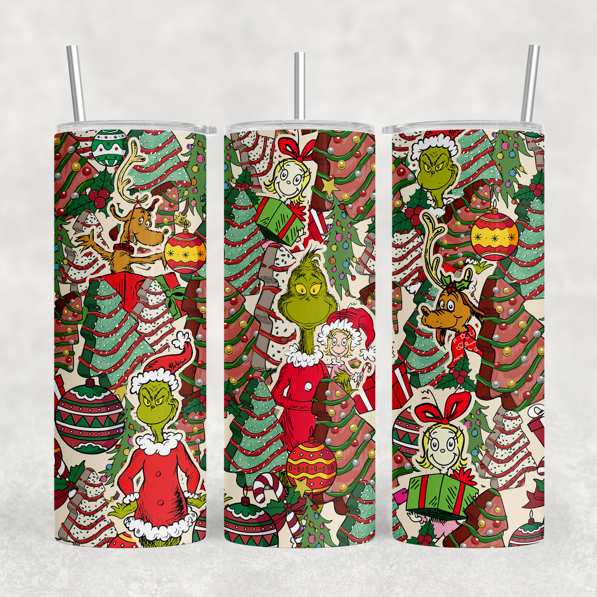 Mean Green Christmas Cakes 20oz Sublimation Tumbler Transfer