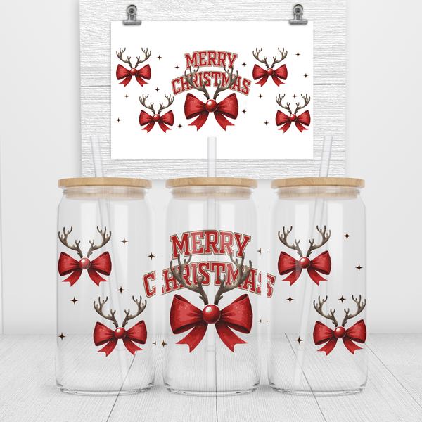 Merry Christmas Antler Bows UV DTF Transfer