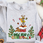 Merry Christmas Dog Friends Chimney and Trees DTF Heat Transfer