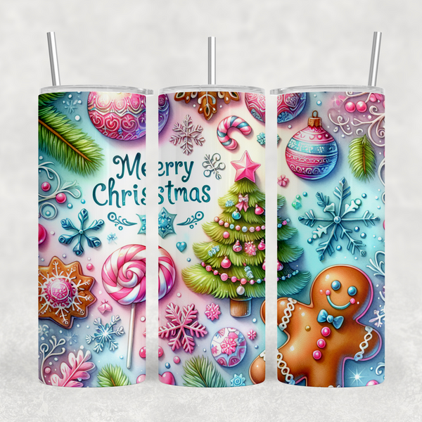 Merry Christmas Gingerbread 20oz Sublimation Tumbler Transfer