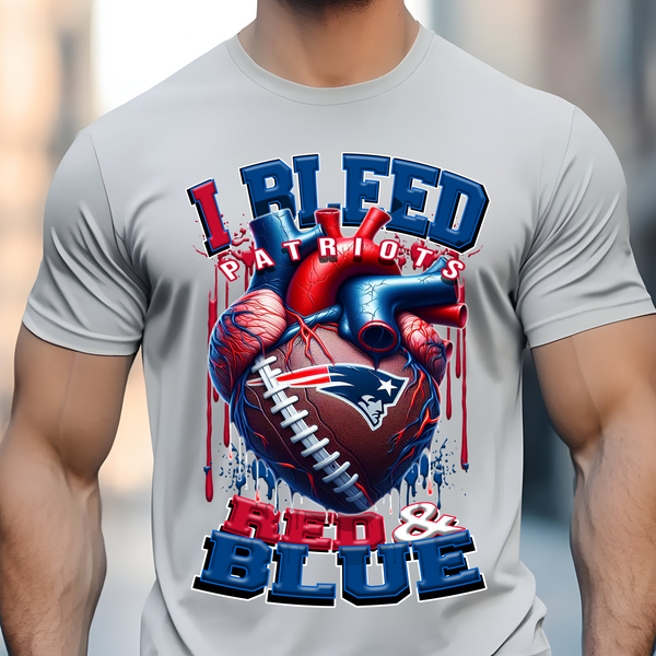 New England Bleed Red and Blue DTF Heat Transfer