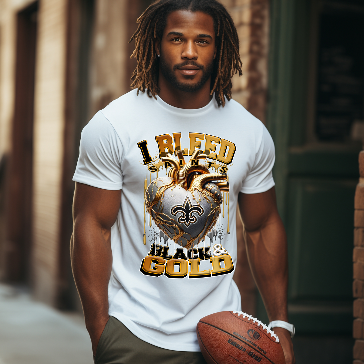 New Orleans Bleed Black and Gold DTF Heat Transfer