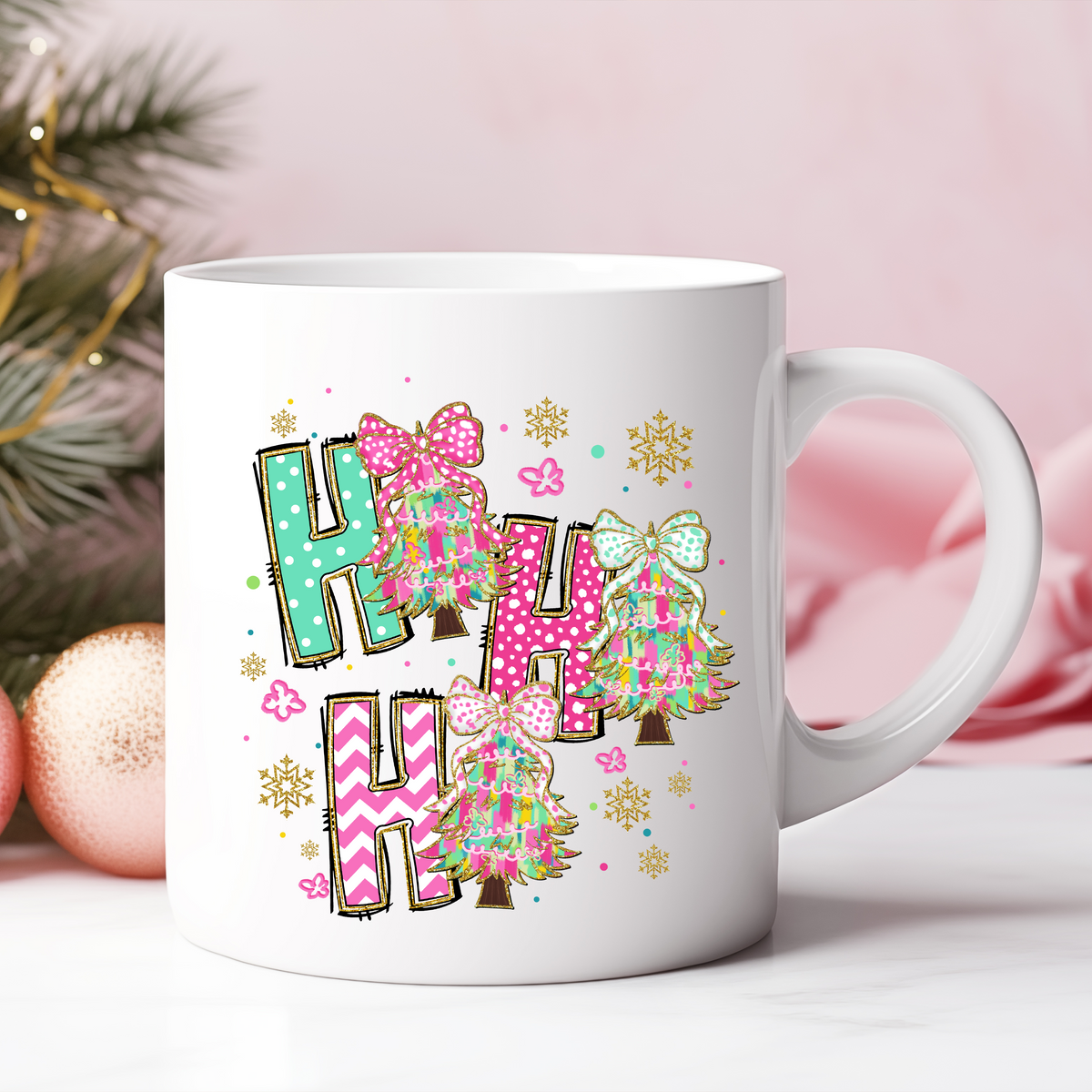 Pastel Ho Ho Ho Trees and Bows DTF Heat Transfer