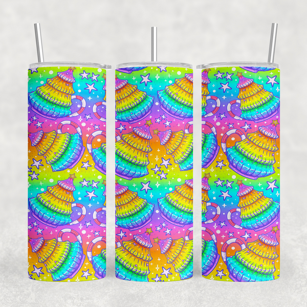 Rainbow Christmas Mug 20oz Sublimation Tumbler Transfer