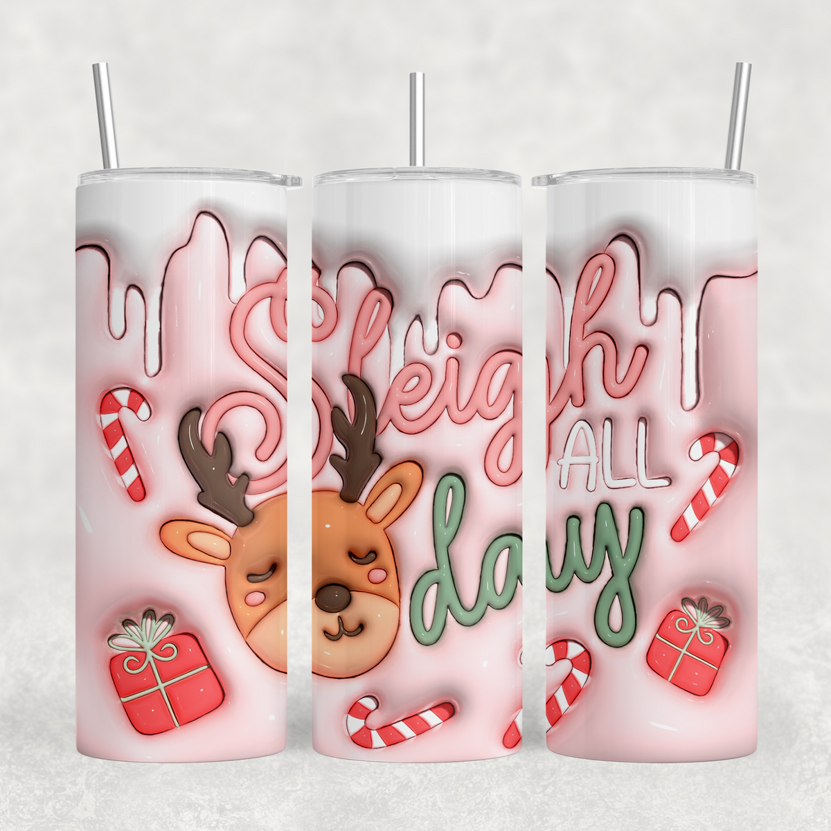 Sleigh All Day Inflated Look 20oz Sublimation Tumbler Transfer