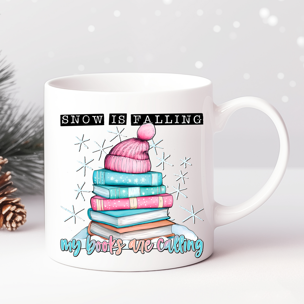 Snow Falling Books Calling UV DTF Transfer