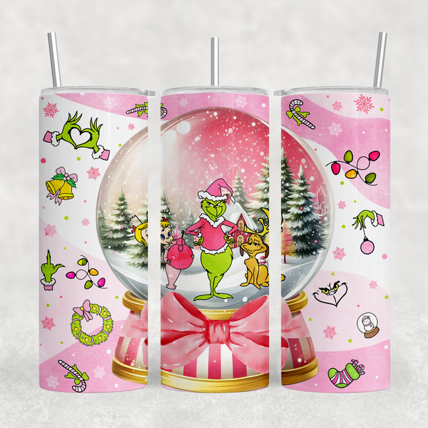 Snow Globe Mean Green Friends 20oz Sublimation Tumbler Transfer