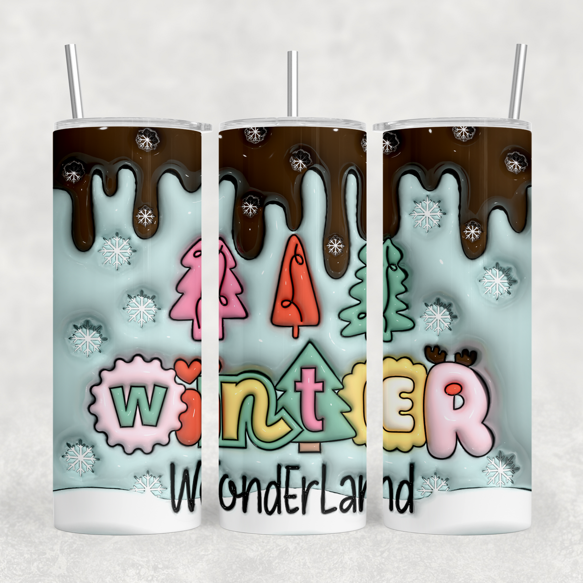 Winter Wonderland 3D Puffy Look 20oz Sublimation Tumbler Transfer