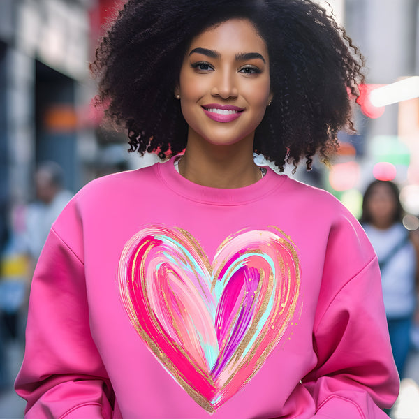 Colorful Brushstroke Heart DTF Heat Transfer