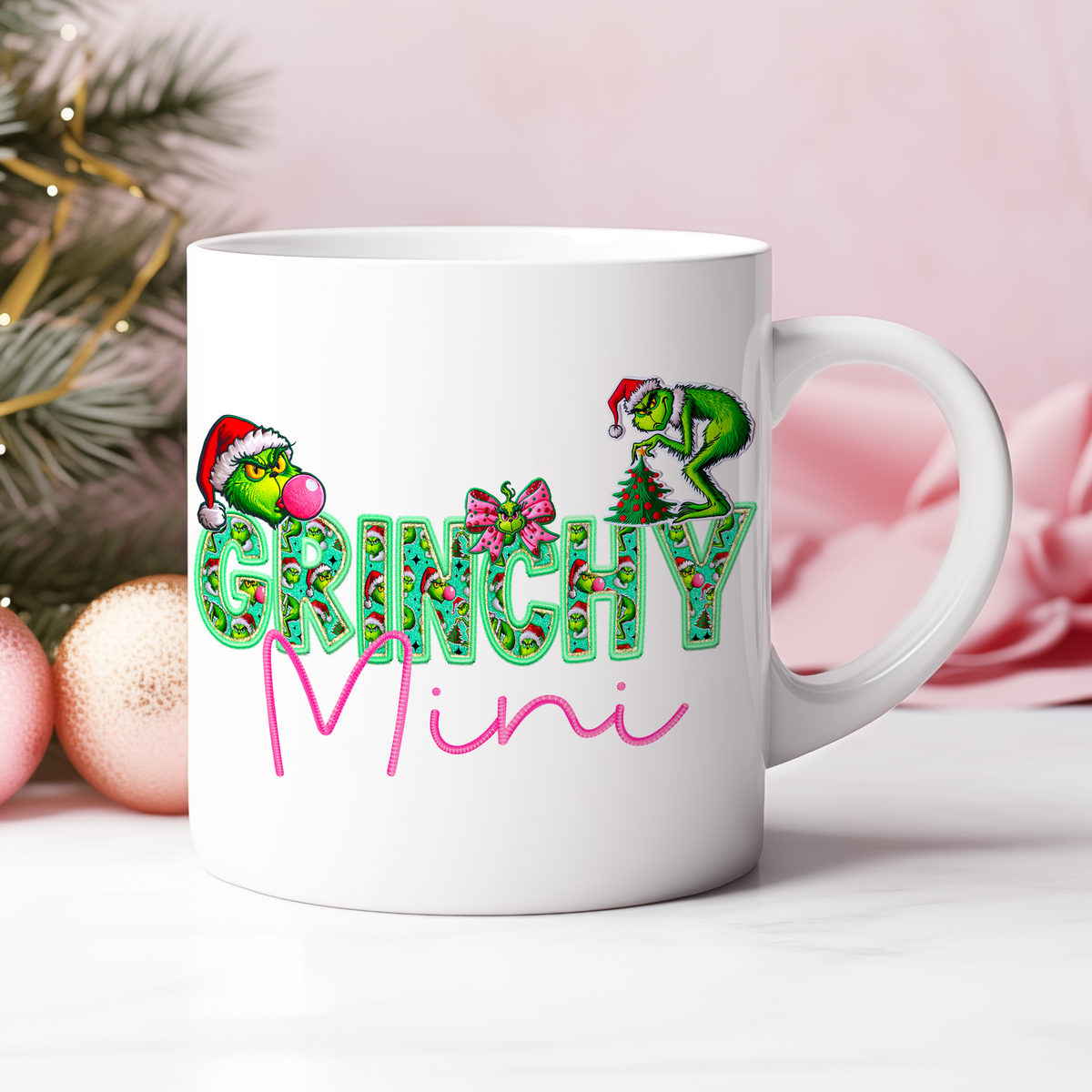 Grinchy Mini Faux Embroidery DTF Heat Transfer