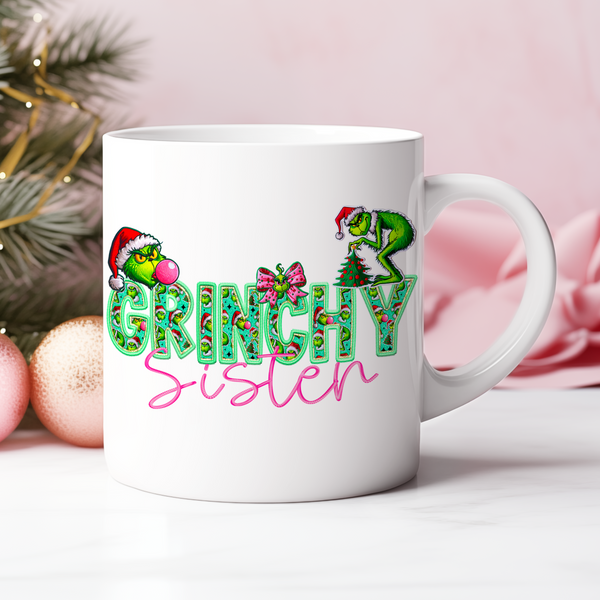 Grinchy Sister Faux Embroidery DTF Heat Transfer