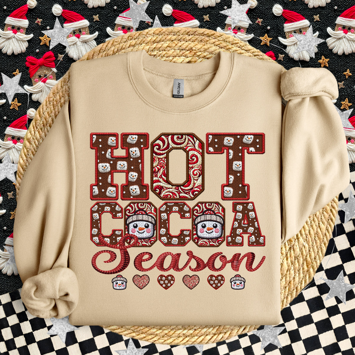 Hot Cocoa Season Faux Embroidery DTF Heat Transfer