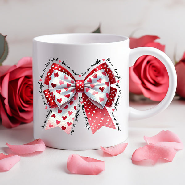 Valentine Affirmations Coquette Bow DTF Heat Transfer